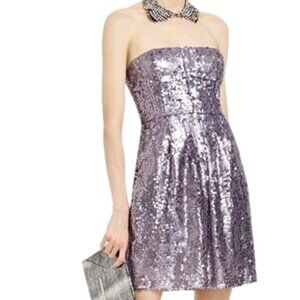 NWT BCBG BCBGMaxazria Lilac Metallic Sequins Holiday Party Strapless NYE Dress 2